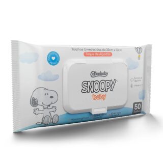 TOALHAS UMED.COTTON BABY SNOOPY ALGODAO C/50UN - Imagem 1