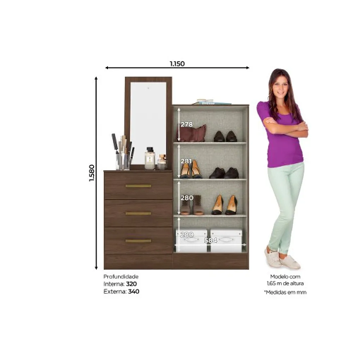 COMODA MULTIUSO BRIZ 2P 3G CASTANHO B700-130 - Imagem 2