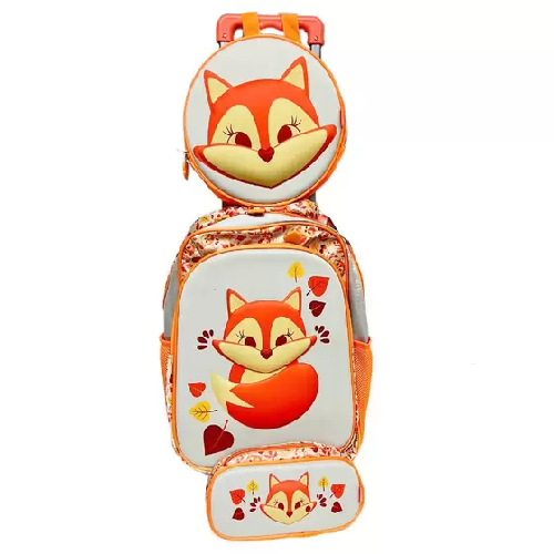 KIT MOCHILA C/RODINHA 3D RAPOSA YINS YS42246-MC - Imagem 1