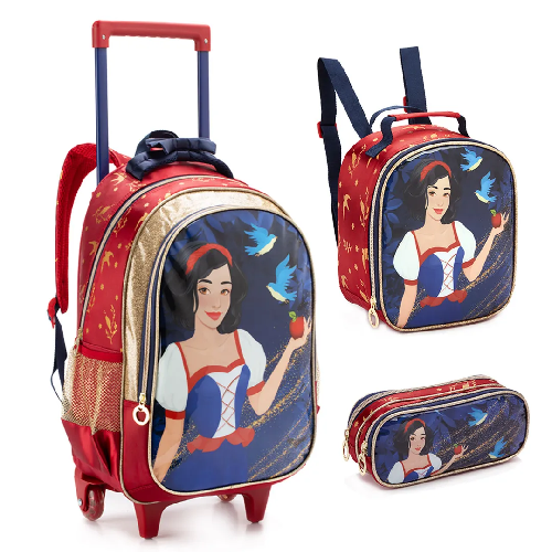 KIT MOCHILA INF.FEM.C/RODA PRINCESA MO DLX DL1460K - Imagem 1