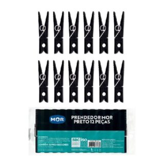 PRENDEDOR MOR DE PLASTICO PRETO 12 PCS 006068 - Imagem 1