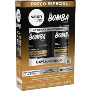 SH+COND.SALON LINE BOMBA FORCA E ENGR 300ML+ 200ML - Imagem 1