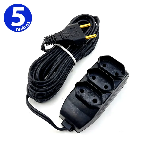 EXTENSAO TRIPLA 5MTS 2X0,75MM LIDER PLUS 69520 - Imagem 1