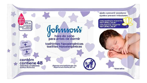 LENCO UMEDECIDOS JOHNSONS HORA DO SONO C/48UN - Imagem 1