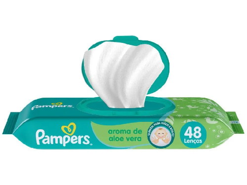 LENCO UMEDECIDOS PAMPERS AROMA ALOE VERA C/48UN - Imagem 1