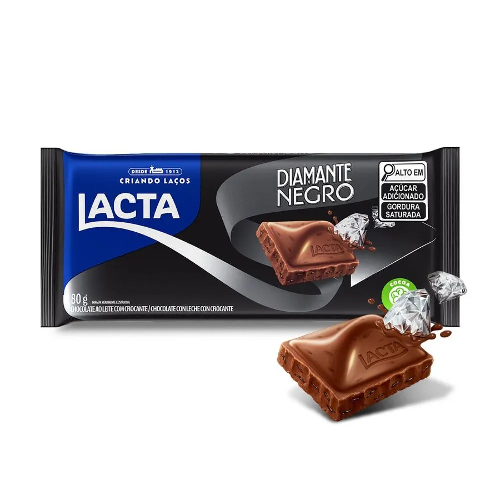 BARRA CHOCOLATE LACTA DIAMANTE NEGRO 80G - Imagem 1