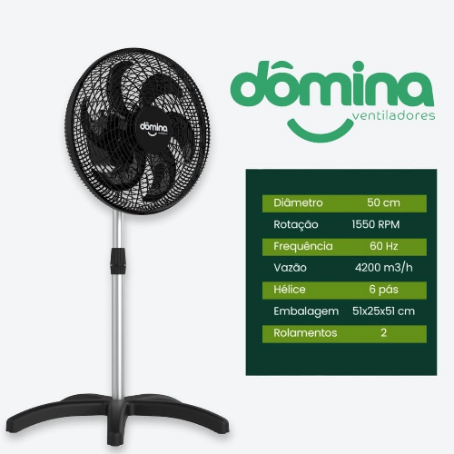 VENTILADOR DOMINA OSCILANTE COLUNA 50CM PTO 127V - Imagem 1