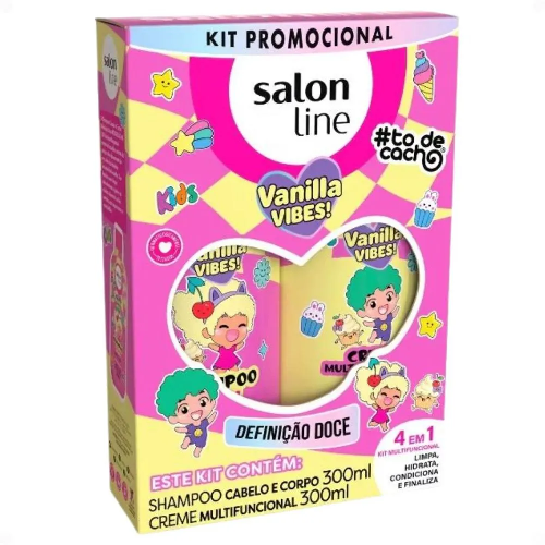SH+COND.SALON LINE KIDS VANILLA VIBES 300+300ML - Imagem 1